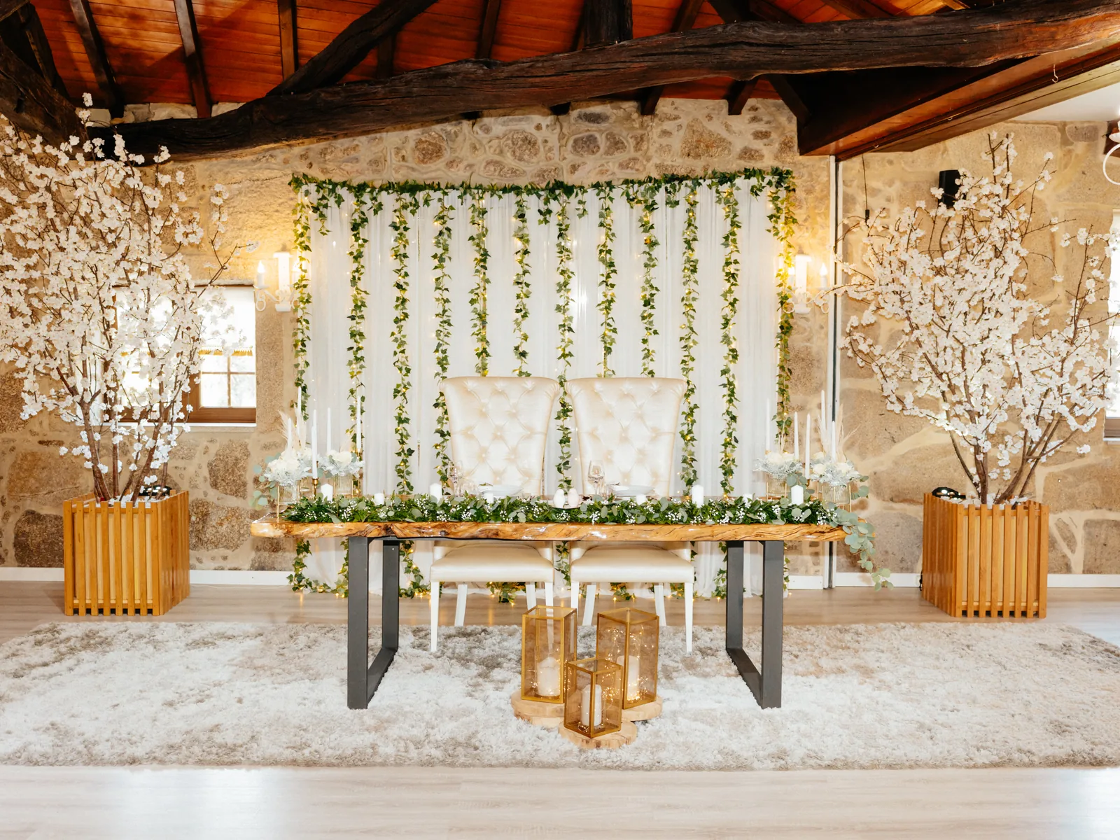 Detalhe de decoração de casamento na Quinta do Ribeiro